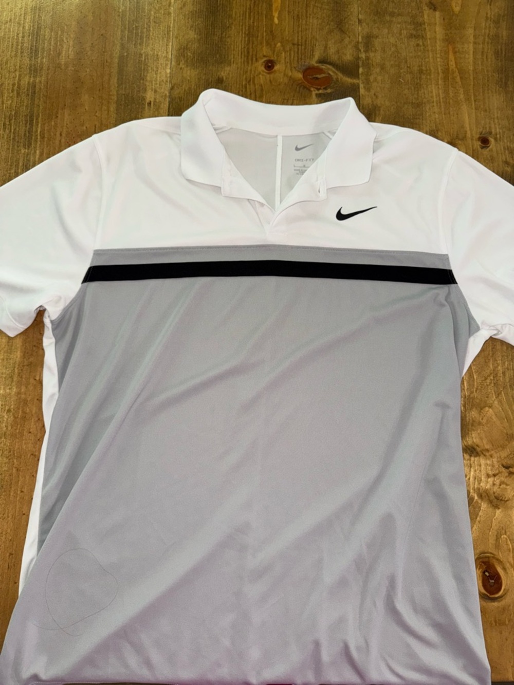Nike Men’s White, Light Gray & Black Striped Golf Polo